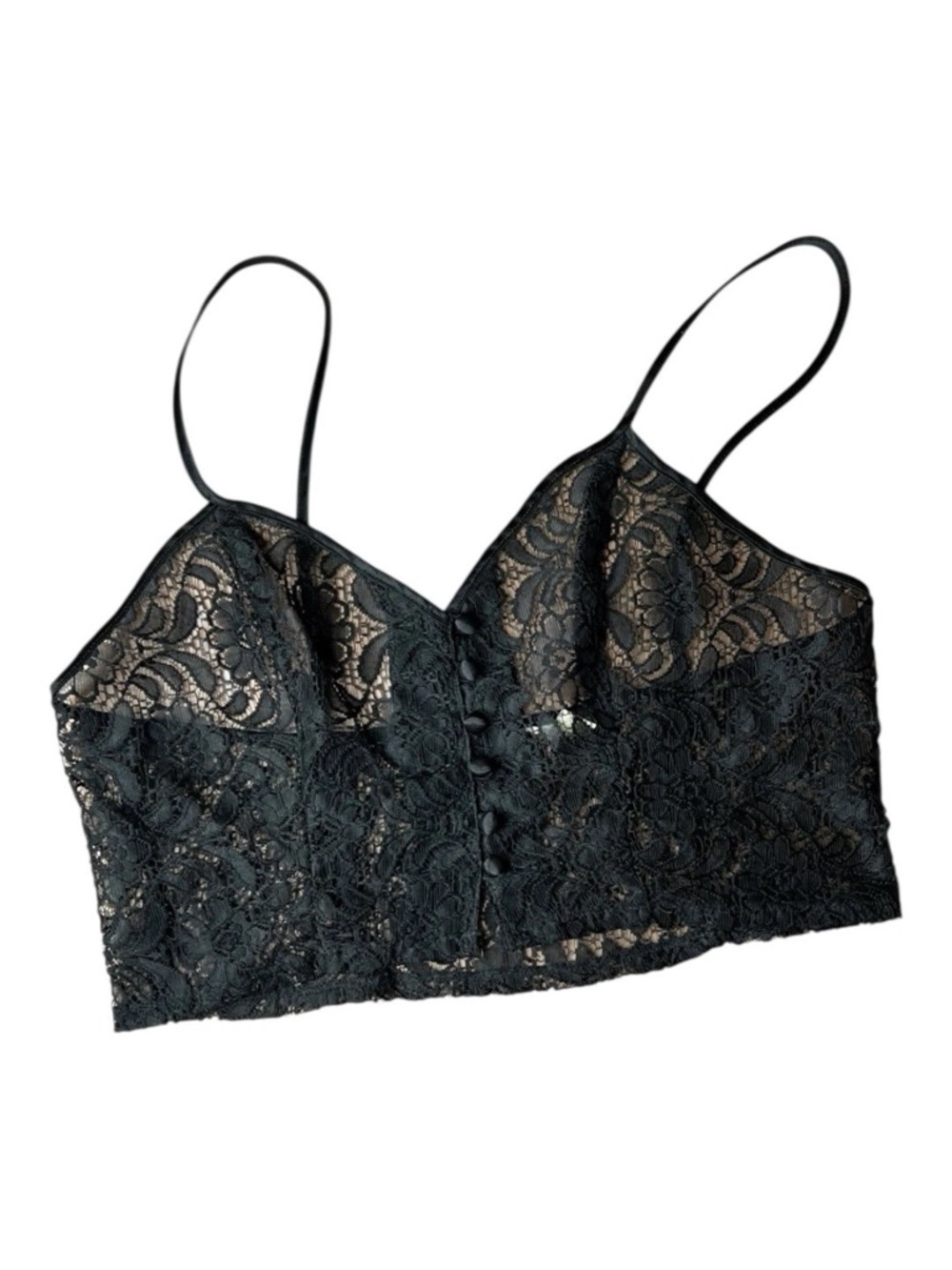 Y2K Vintage Black Lace Crop Top Sz L